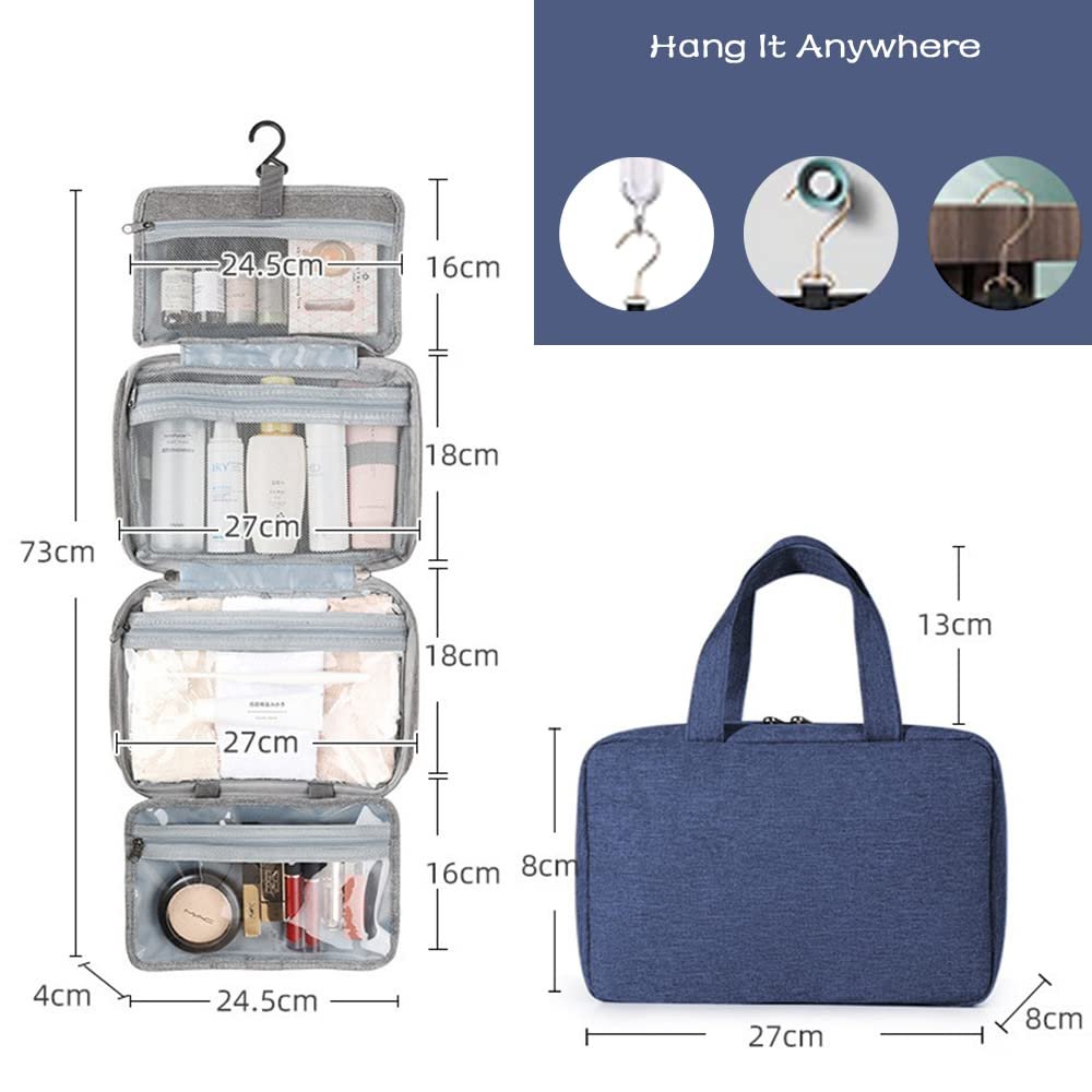Hanging Toiletry Bag - Four-Fold, Water-Resistant Polyester