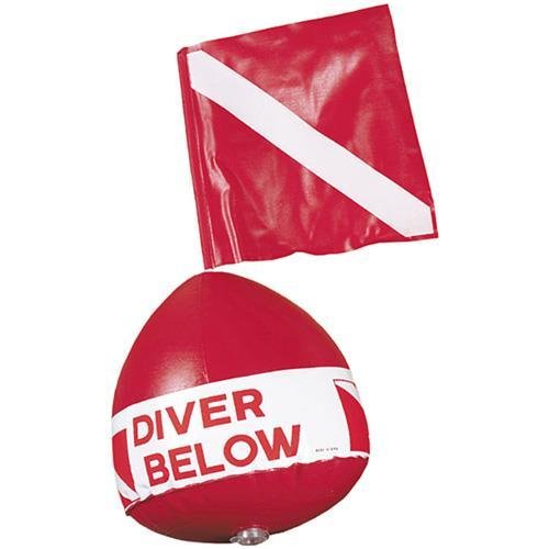 Inflatable Dive Flag Float - DIVER BELOW Signal Marker with Sand Pocket