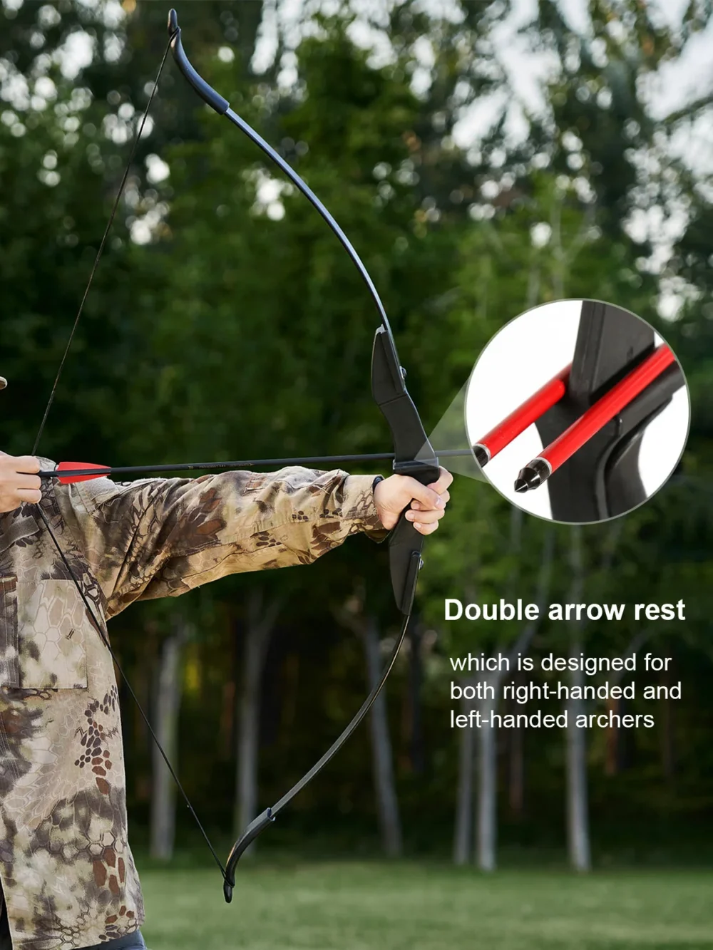 Lightweight Recreational Recurve Bow - Ambidextrous, Youth and Beginner