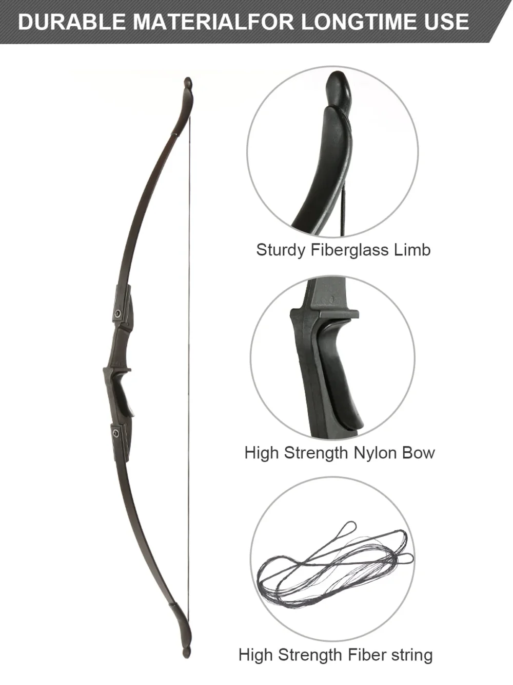 Lightweight Recreational Recurve Bow - Ambidextrous, Youth and Beginner