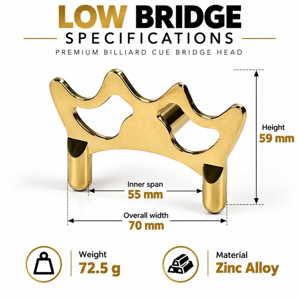 Low Style Billiards Cue Bridge Head