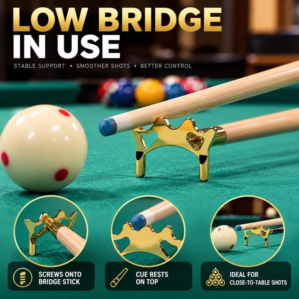 Low Style Billiards Cue Bridge Head