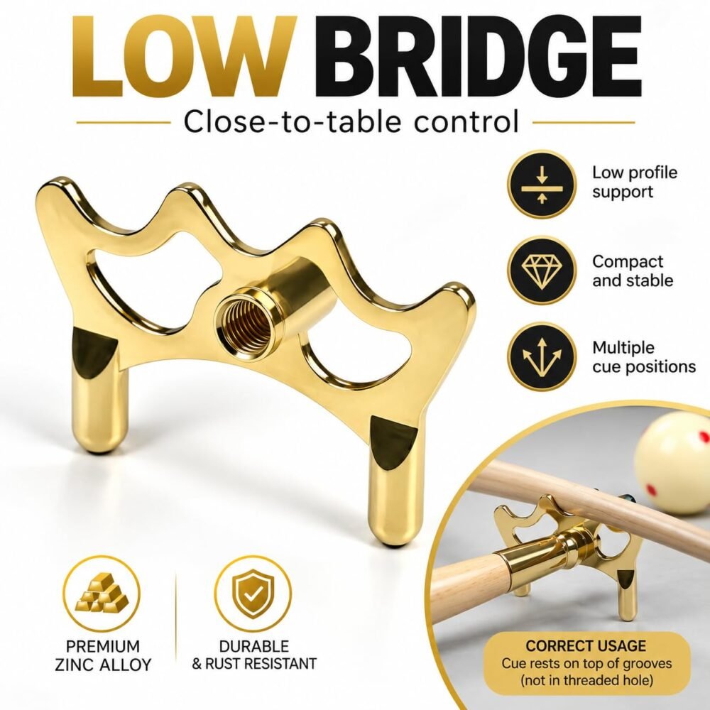 Low Style Billiards Cue Bridge Head