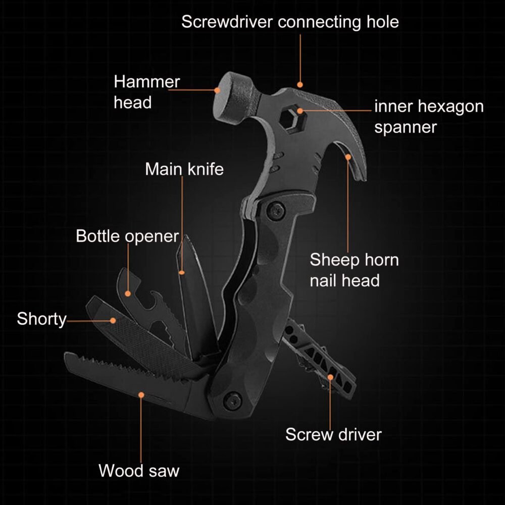 Multitool Hammer - Claw Hammer with Pliers, Knife and Saw