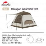 Naturehike CNH22ZP007 hexagon automatic tent pitched, front three-quarter view