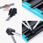 Close up of the Naturehike FT08 folding table frame, hinge and aluminium tabletop rails