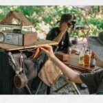Naturehike NH22JU015 folding camp kitchen shelf - in use at a camp kitchen