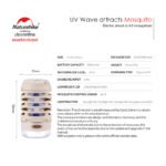 Naturehike NH22ZM005 mosquito killer lamp parameter card with size, battery, IP44 rating and runtimes