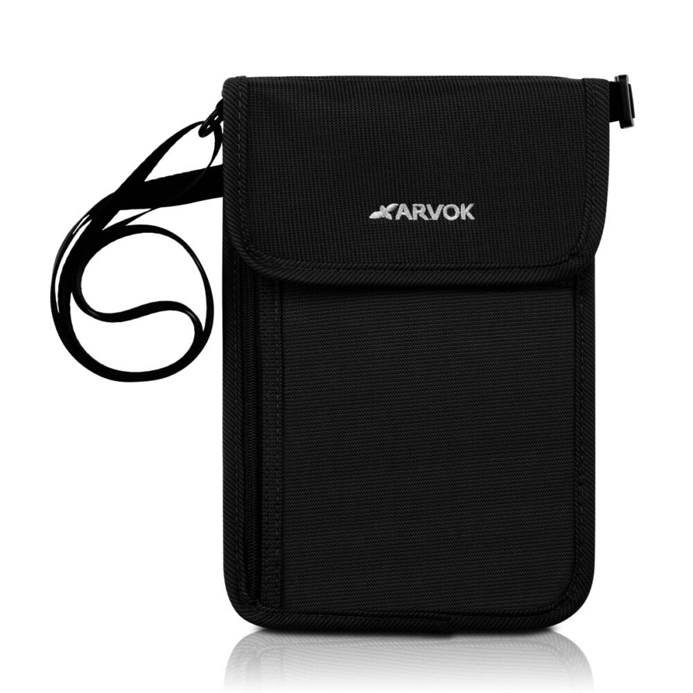 Neck Wallet Passport Organiser - RFID Blocking, Multi-Pocket