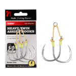 Noeby Extra Heavy Duty Feathered Twin Assist Hooks – 1/0, 3/0, 5/0 - view 1