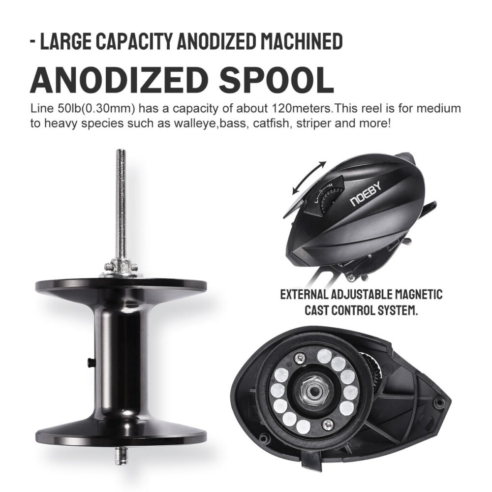 Noeby Leisure X5 Baitcasting Reel - 15 kg Drag, 6.4:1