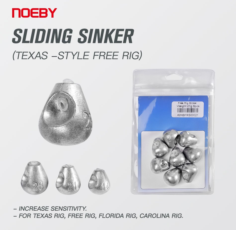 Noeby Texas Rig Sliding Sinker - 14 g, 21 g, 28 g, Antimony