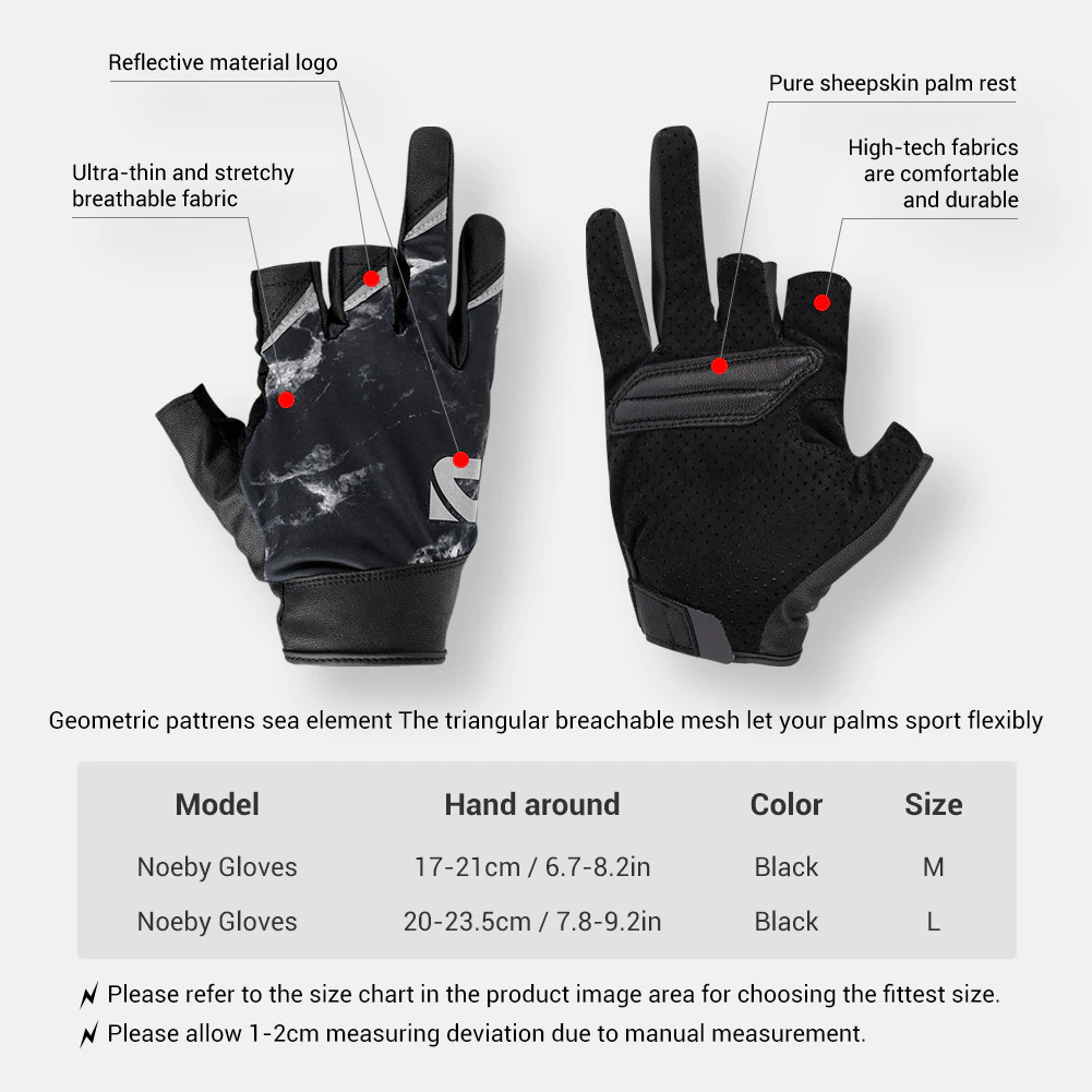 Noeby Quick-Release 3-Finger Cut Fishing Gloves - UPF 50+