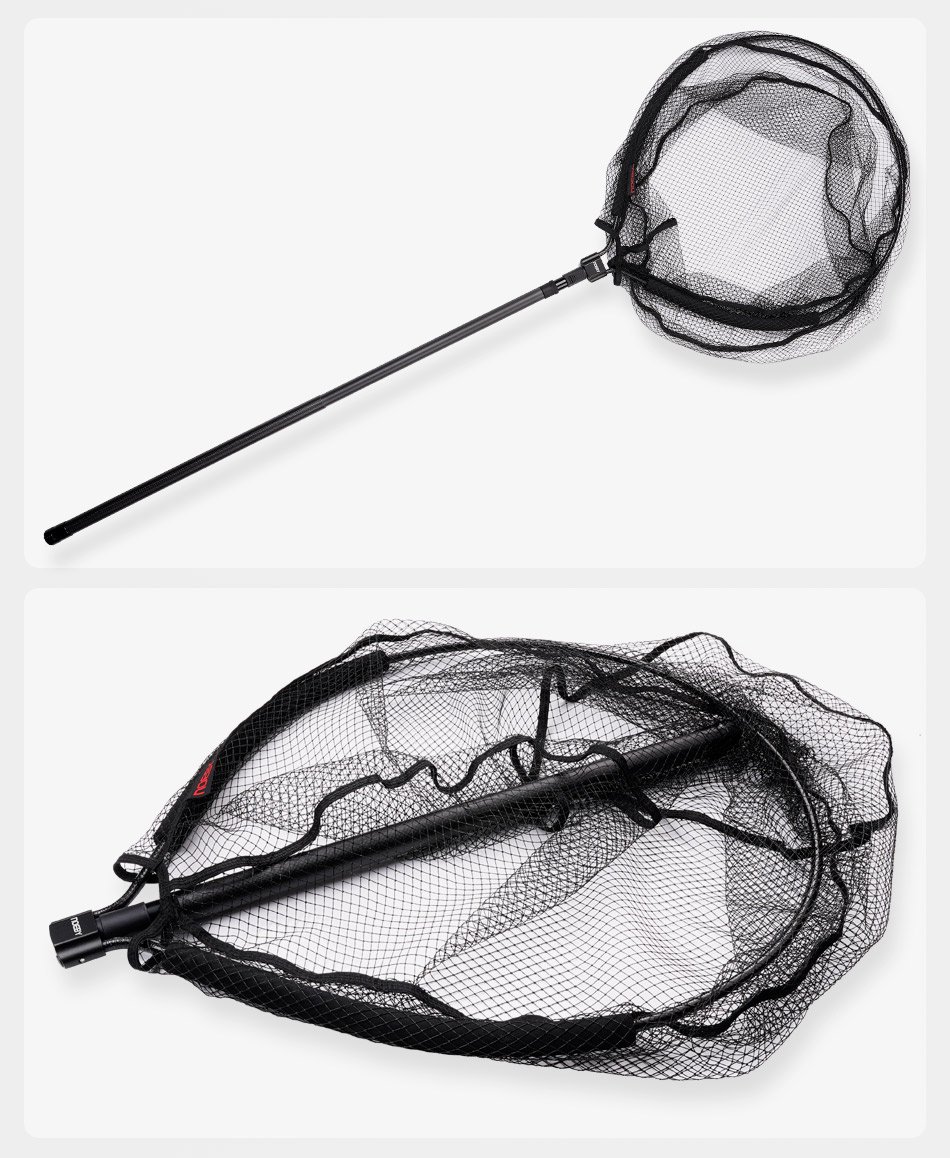 Noeby Type-D Telescopic Carbon Landing Net - 122 to 326 cm, Folding Head