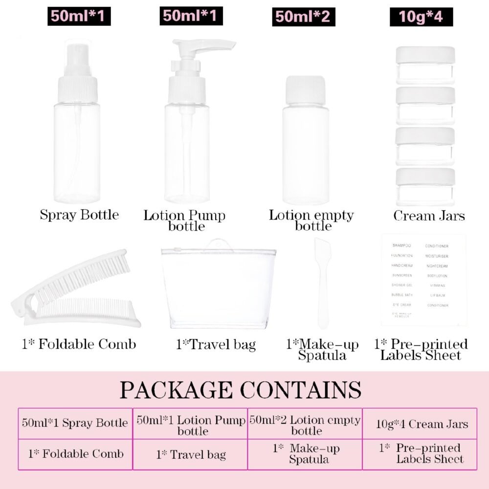 Travel Bottling Set - PET Bottles and Jars for Lotions and Creams