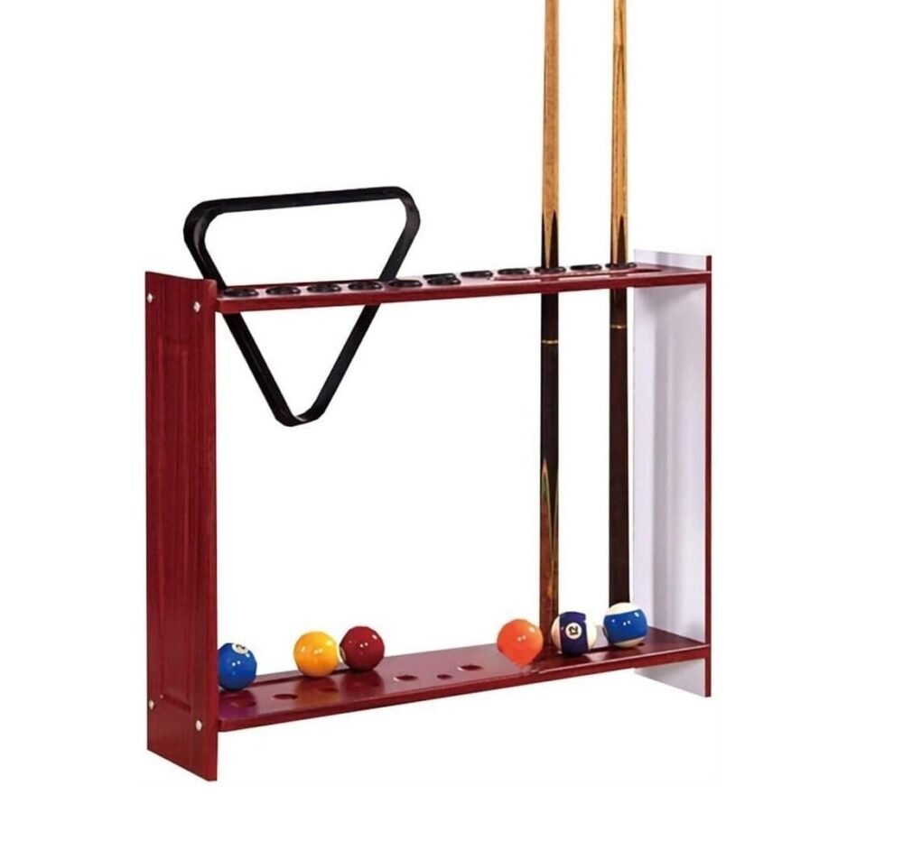 Wooden 12-Hole Floor Standing Billiard/Snooker Cue Rack