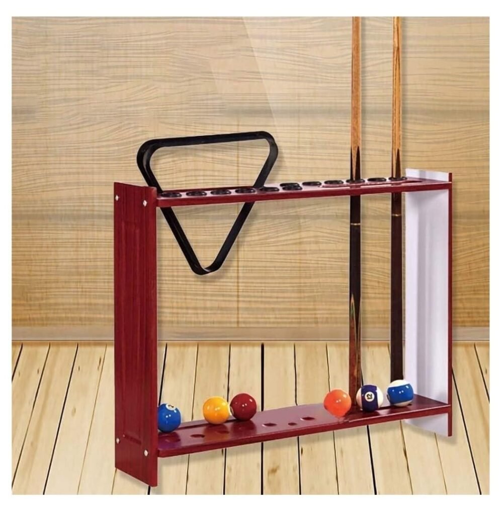 Wooden 12-Hole Floor Standing Billiard/Snooker Cue Rack