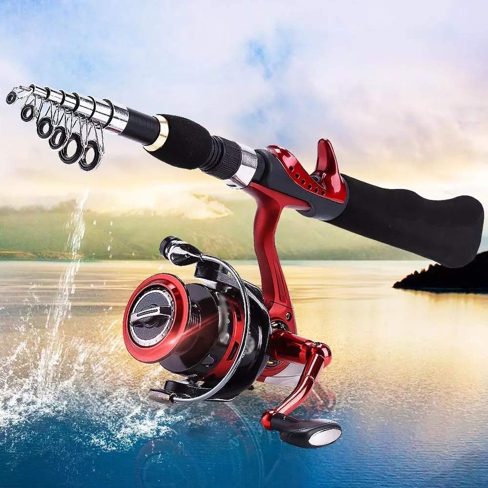 1.6 m Mini Portable Rod & Reel Combo - Carbon, Packs to 75 cm