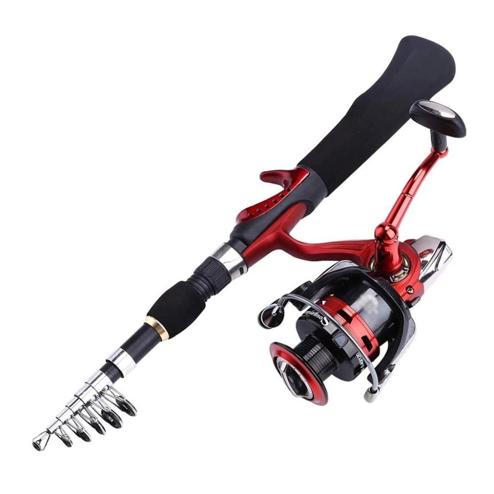 1.6 m Mini Portable Rod & Reel Combo - Carbon, Packs to 75 cm