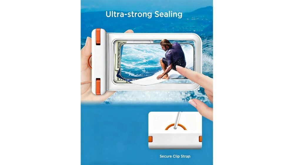 Waterproof Phone Dry Pouch - Double Compartment with Lanyard
