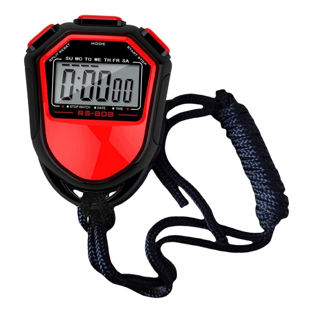 Waterproof Digital Handheld Stopwatch - LCD Chronograph with Lanyard