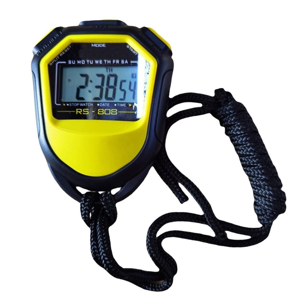 Waterproof Digital Handheld Stopwatch - LCD Chronograph with Lanyard