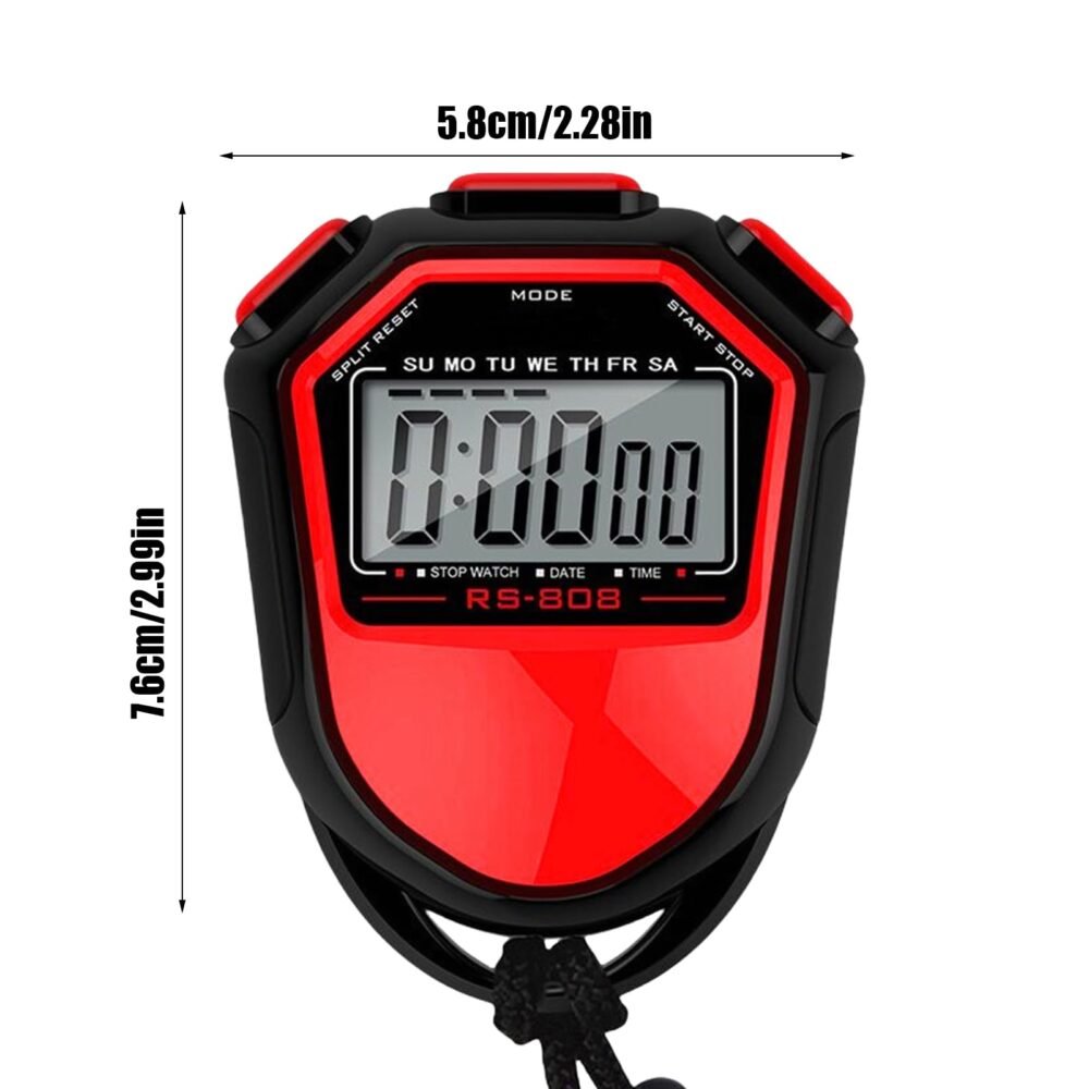 Waterproof Digital Handheld Stopwatch - LCD Chronograph with Lanyard
