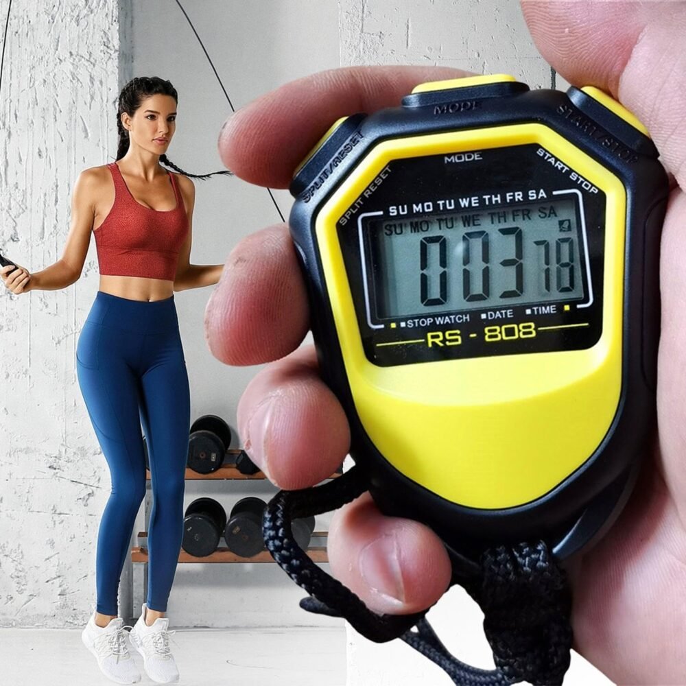 Waterproof Digital Handheld Stopwatch - LCD Chronograph with Lanyard