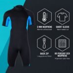 DIVE&SAIL 3mm Neoprene Wetsuit – Short Sleeve, Back Zip, Unisex - illustrative image, scene generated