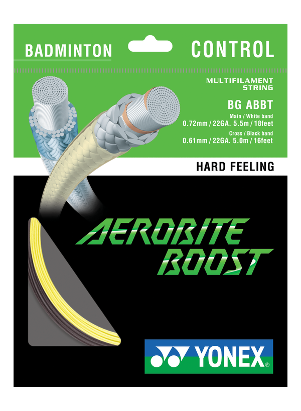 Yonex Aerobite Boost Hybrid Badminton String - 0.72 mm Mains / 0.61 mm Crosses