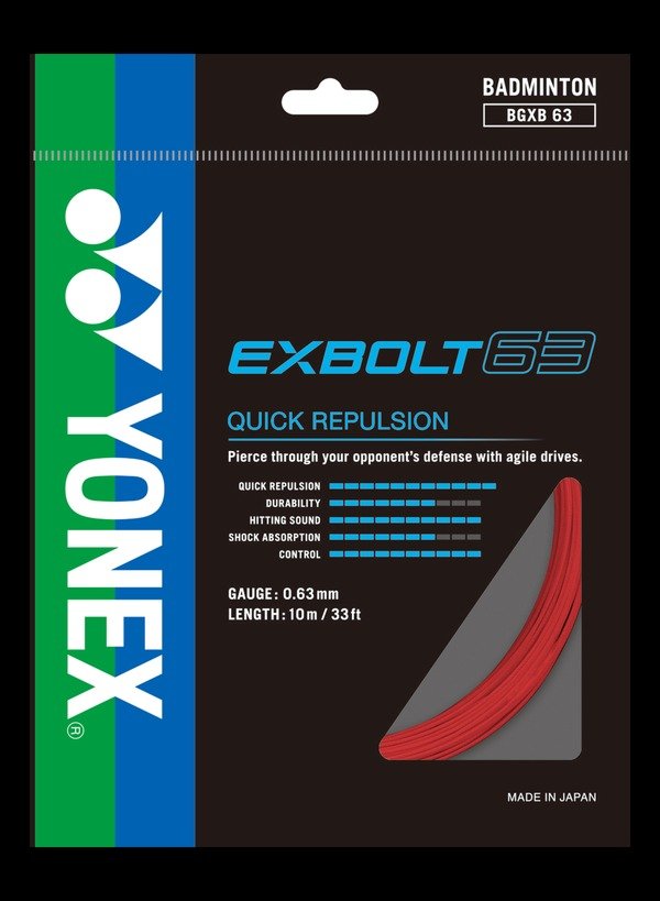 Yonex Exbolt 63 Badminton String - 0.63 mm, 10 m Set