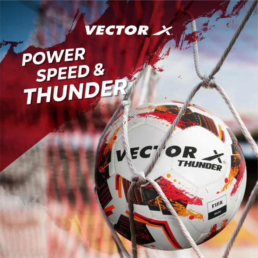 Vector X Thunder Hand-Stitched Size 5 Football – Orange/Red/Black