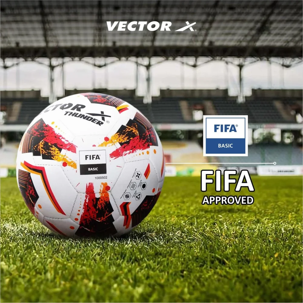 Vector X Thunder Hand-Stitched Size 5 Football – Orange/Red/Black