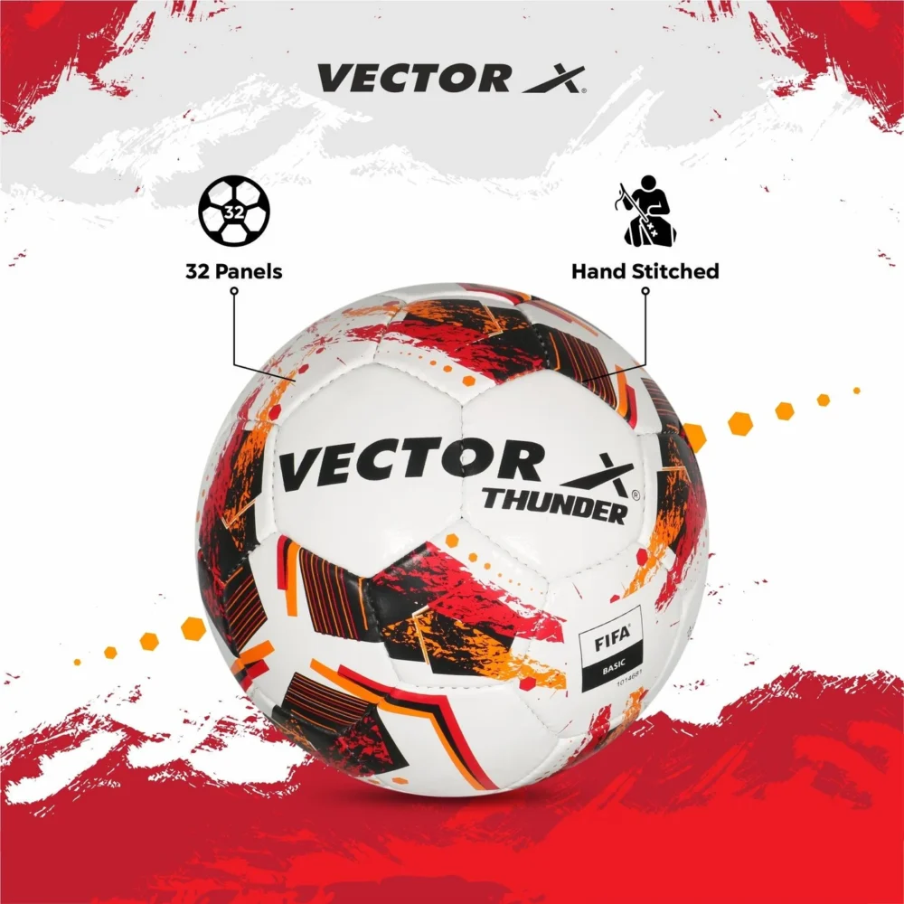 Vector X Thunder Hand-Stitched Size 5 Football – Orange/Red/Black