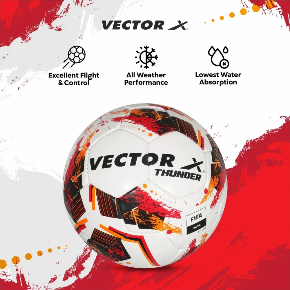 Vector X Thunder Hand-Stitched Size 5 Football – Orange/Red/Black