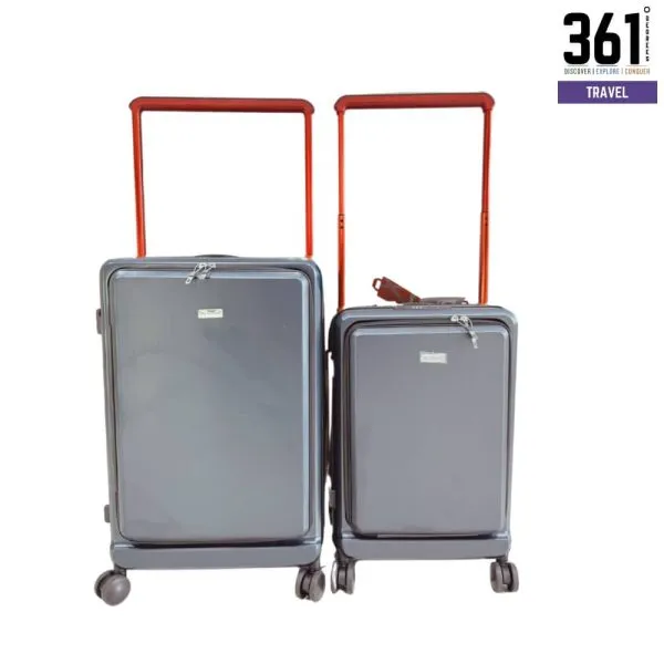 Hardshell Luggage Set - 2 Pieces, Grey, Four-Wheel Spinner