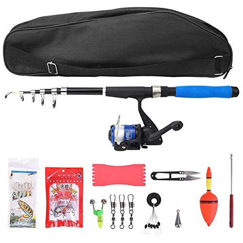2.1 m Telescopic Fishing Rod Kit - Carbon, Collapses to 42.5 cm