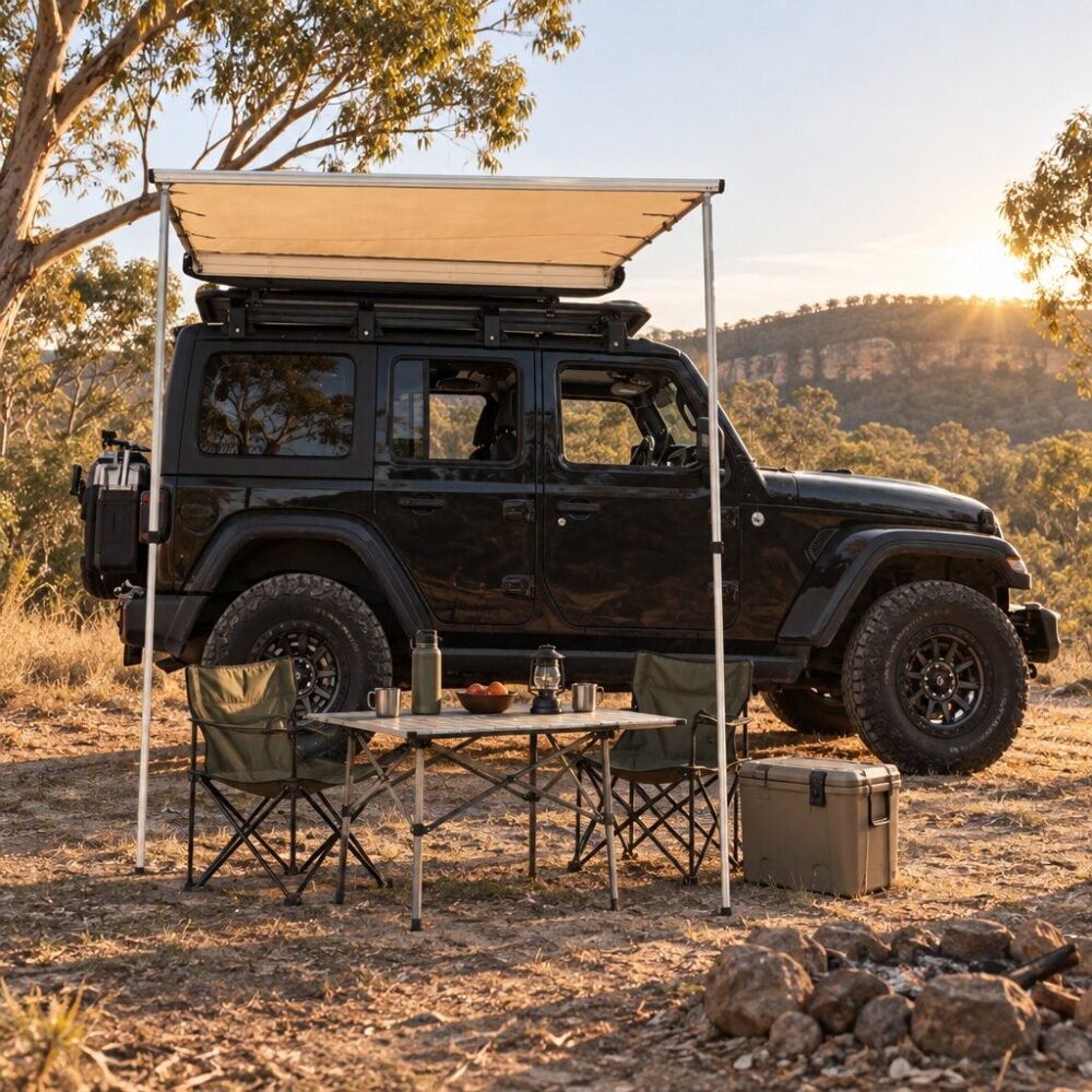 Car Awning with Aluminum Hard Case – 200x250cm Heavy-Duty Side Awning for 4x4 & SUV