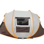Quick-opening 6 person tent pitched outdoors