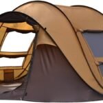 Quick-opening 6 person tent, side view with doors open
