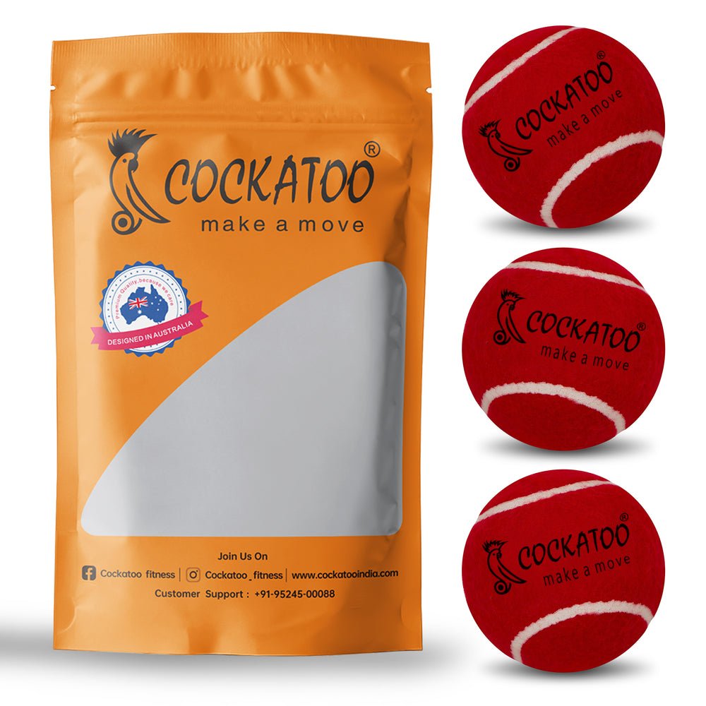 Cockatoo Heavy Tennis Cricket Ball - Red, Pack of 3