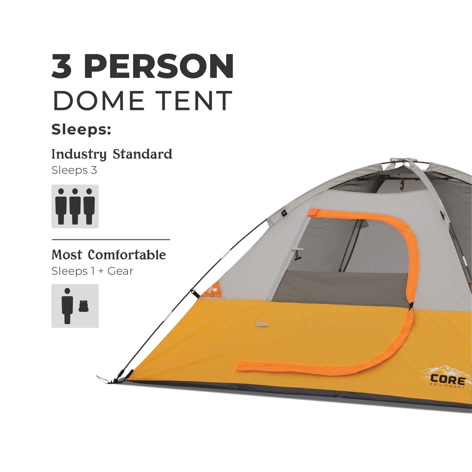 CORE 3 Person Dome Backpacking Tent 7 x 7 – Model 40384