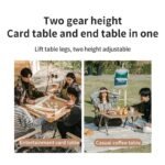 The two height settings of the Naturehike Nest Creek folding table, card table and end table height