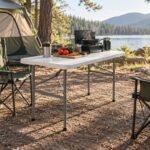 Heavy Duty Folding Table 4ft – Adjustable Height, Folds in Half - illustrative image, scene generated