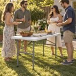 Heavy Duty Folding Table 4ft – Adjustable Height, Folds in Half - illustrative image, scene generated