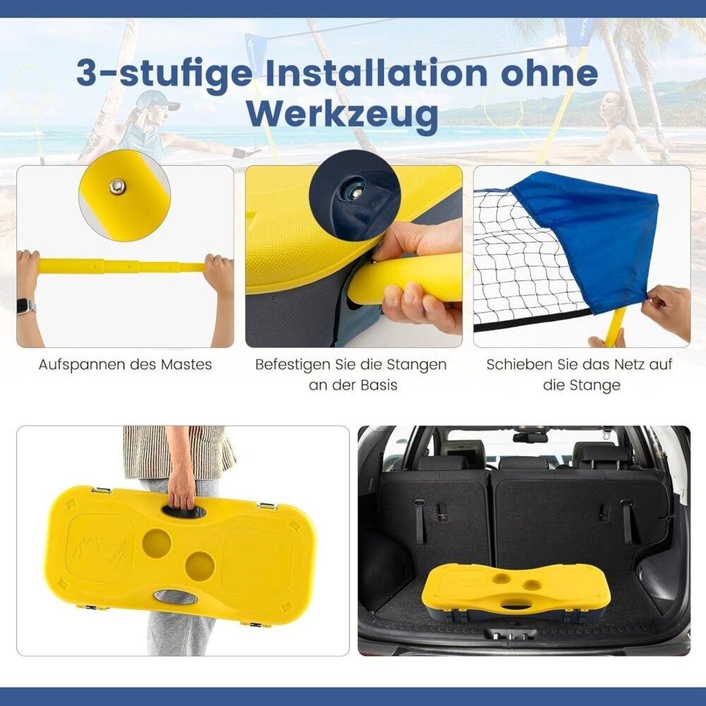 Portable Folding Net Set - Badminton, Volleyball, Tennis and Pickleball, with Rackets and Shuttles