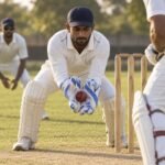 SG League Wicket Keeping Gloves – Leather Palm, Towel-Lined Cuffs - illustrative image, scene generated