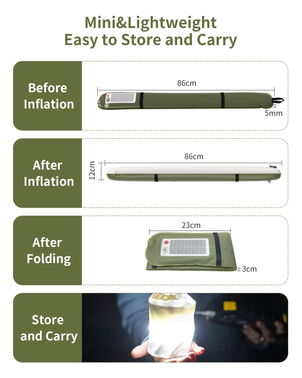 ZTARX S86 Inflatable Solar Camping Light - 86 cm Tube
