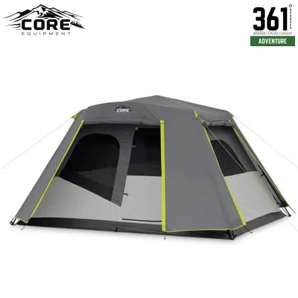 CORE 6 Person Instant Cabin Tent with Full Rainfly 11’ x 9’ – Model 40216