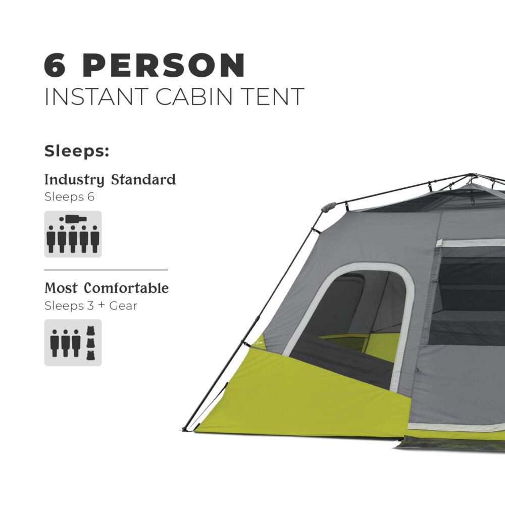 CORE 6 Person Instant Cabin Tent 11’ x 9’ – Model 40007